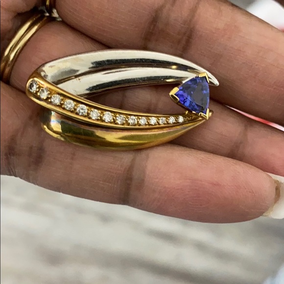 Genuine Tanzanite and diamond necklace charm